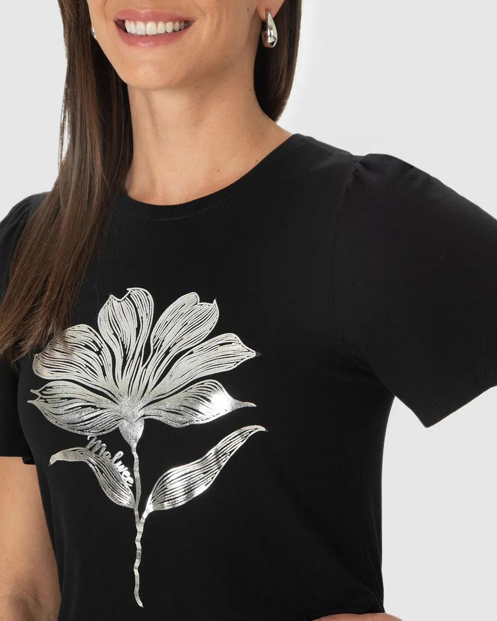 Camiseta Manga Curta Franzida Estampa Foil Malwee - 131761