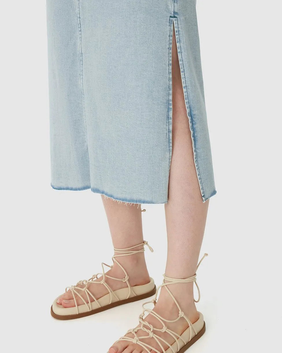 Saia Jeans Midi Com Fenda Lateral Malwee -