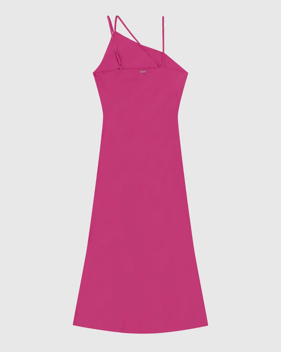 Vestido Longo Feminino Evasê Alça Com Regulagem Em Cetim - ENFIM