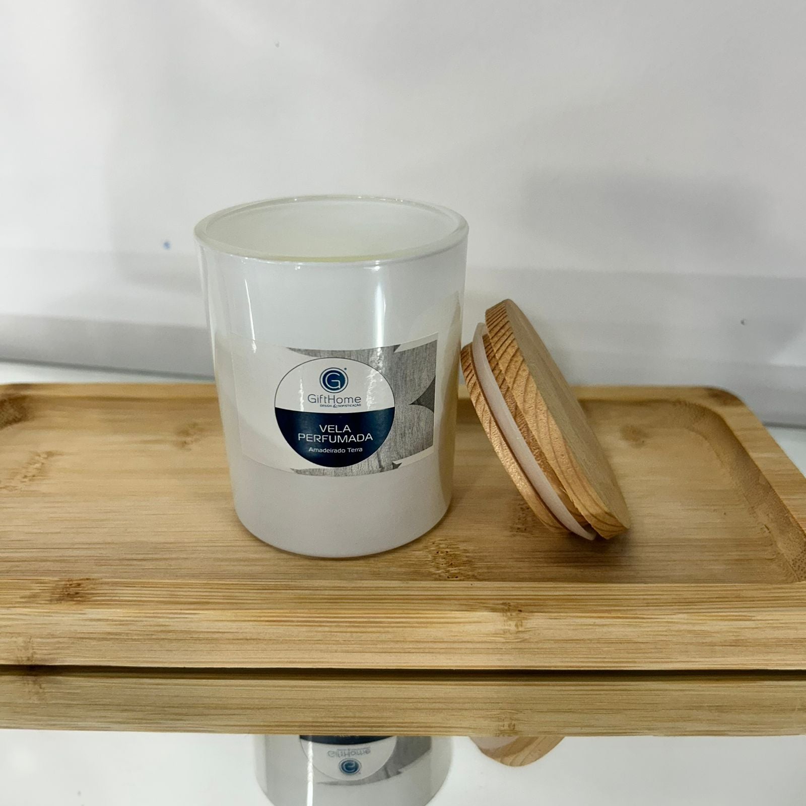 Vela Aromática Decorativa Fragrância Suave C/ Tampa de Bamboo