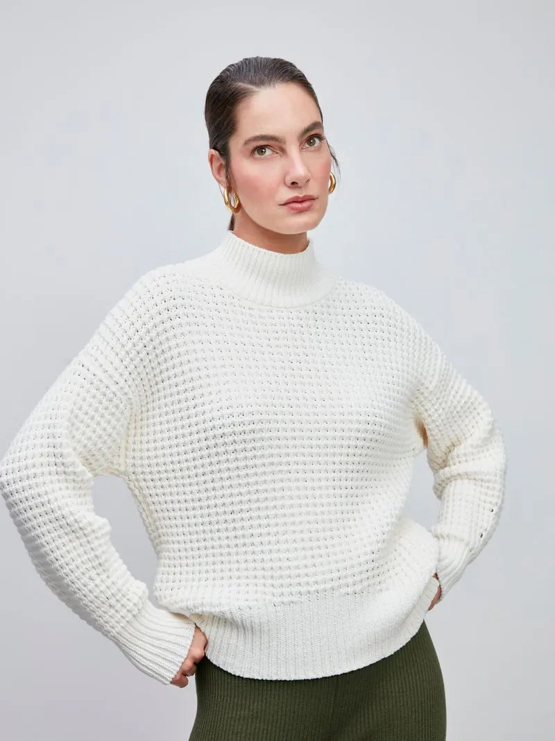 Blusa Tricô Anselmi em Ponto Pérola Off white - 46404