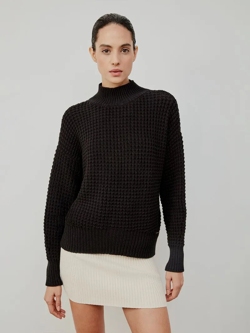 Blusa Tricô Anselmi em Ponto Pérola Preto - 46404