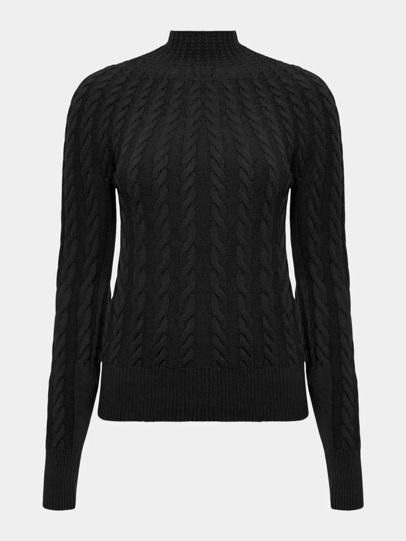 Blusa Tricô Amselmi com Gola Chaminé Preta - Ref: 10568