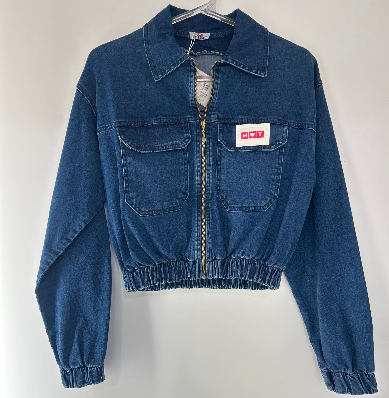 Jaqueta Jeans Feminina Cropped Lavagem escura - MY TREND- 8660