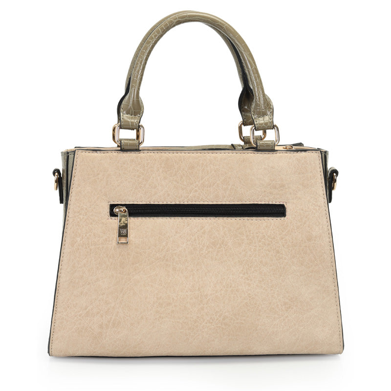 Bolsa Satchel Grande Com Recortes Laterais E Detalhes Em Croco - 46089