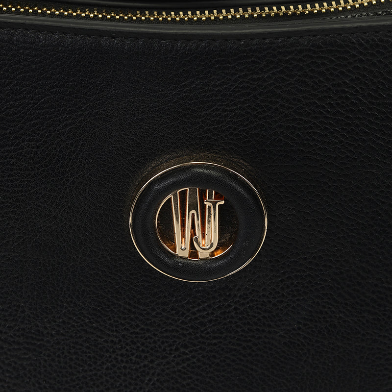 Shoulder Bag Media Preta Com Compartimentos E Metal Encapado- WJ Acessórios- 46146