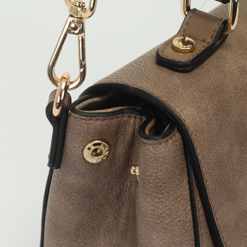 Bolsa Top Handle Media Com Metal Encapado - 46147