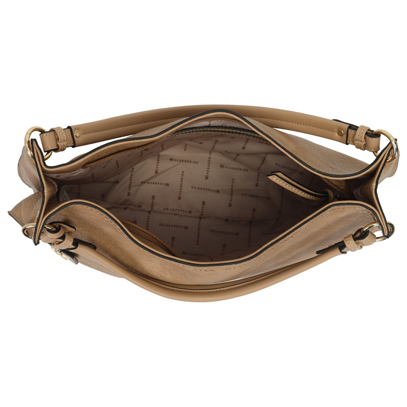 Bolsa Hobo Grande Com Chaveiro E Metal Resinado -46151