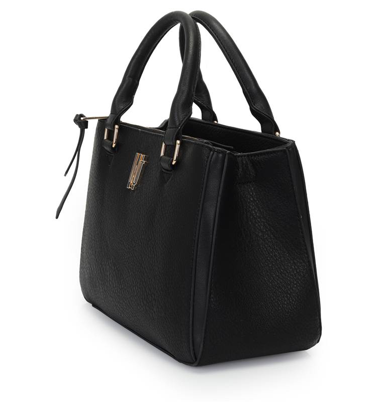 Bolsa Satchel Grande Preta Com Metal Resinado Monocolor -WJ Acessórios- 46175