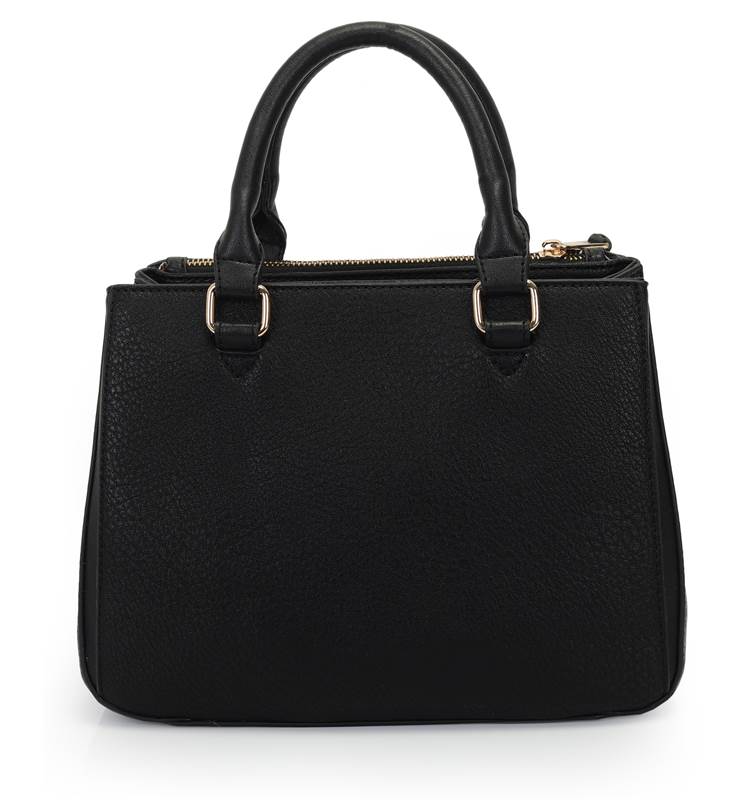 Bolsa Satchel Grande Preta Com Metal Resinado Monocolor -WJ Acessórios- 46175