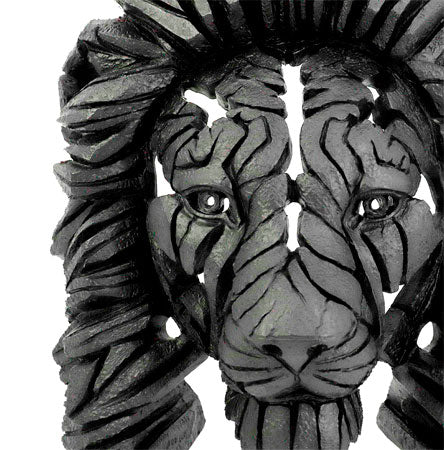 Escultura Decorativa Rosto de Leão em Resina Preto