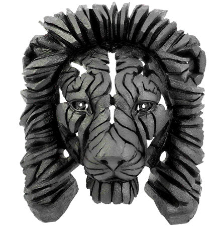 Escultura Decorativa Rosto de Leão em Resina Preto