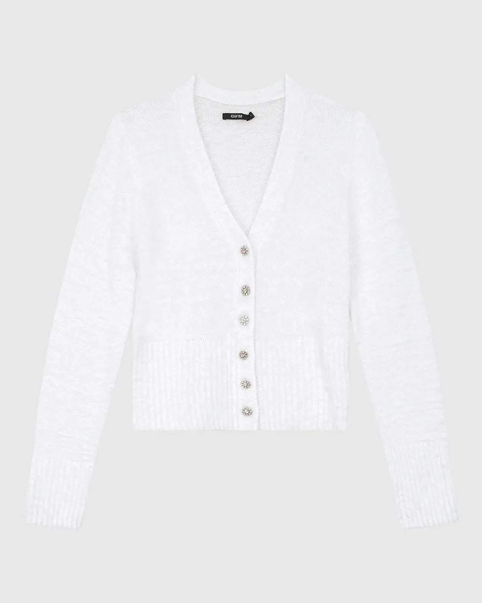 Cardigan Justo Feminino Abotoamento Frontal Em Tricô Texturizado - ENFIM- 124638