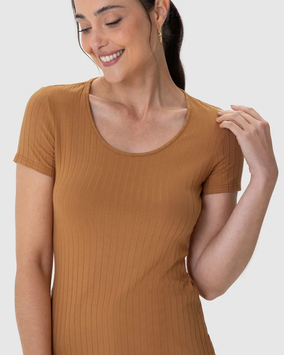 Blusa Básica Feminina Manga Curta Em Canelado - 50615