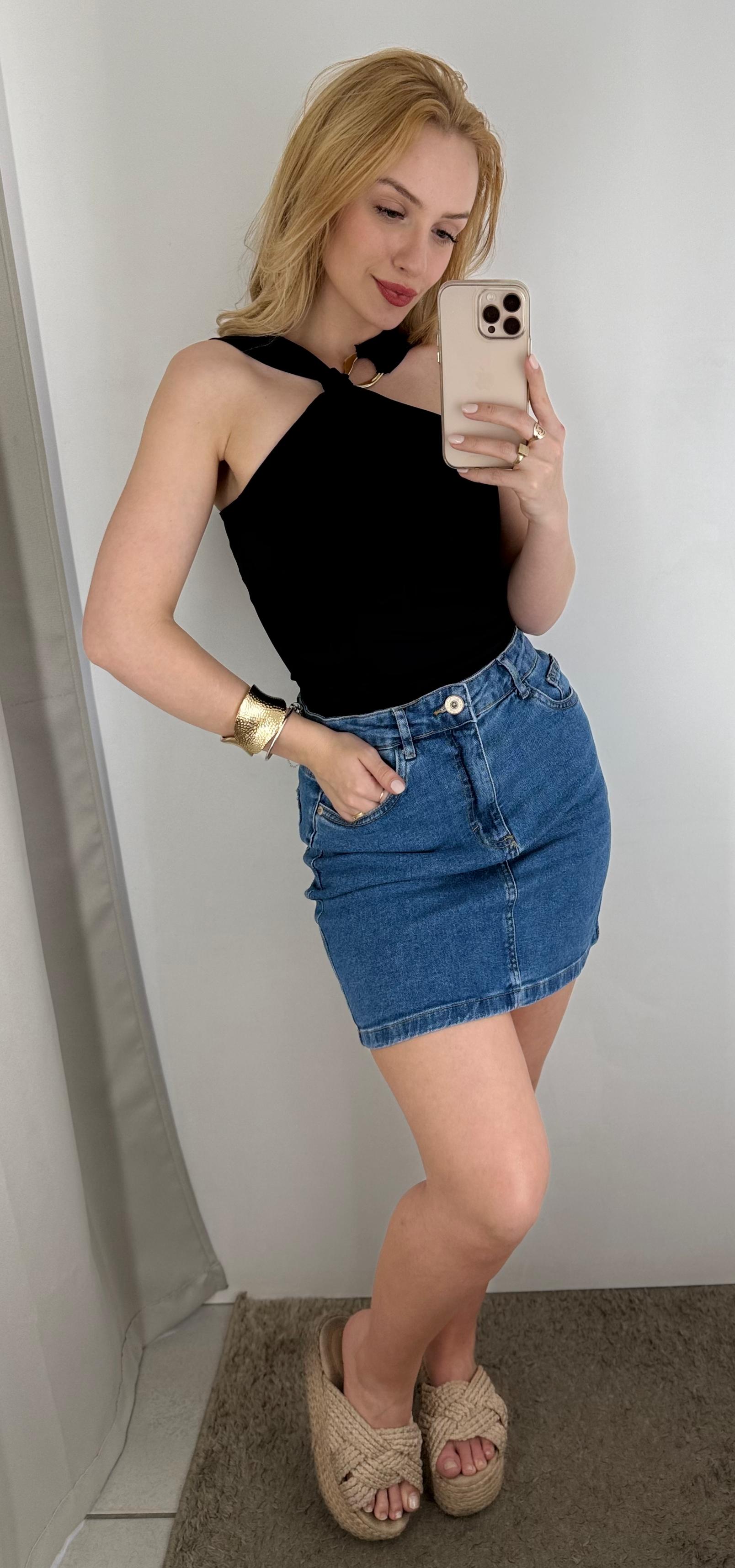 Saia Jeans Cintura Com Elastano Malwee - 129047