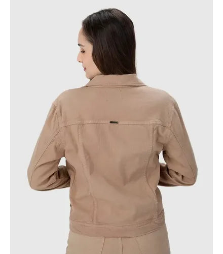 Jaqueta Feminina Tradicional Lapela Decorativa Em Sarja Com Elastano- MALWEE- 117785
