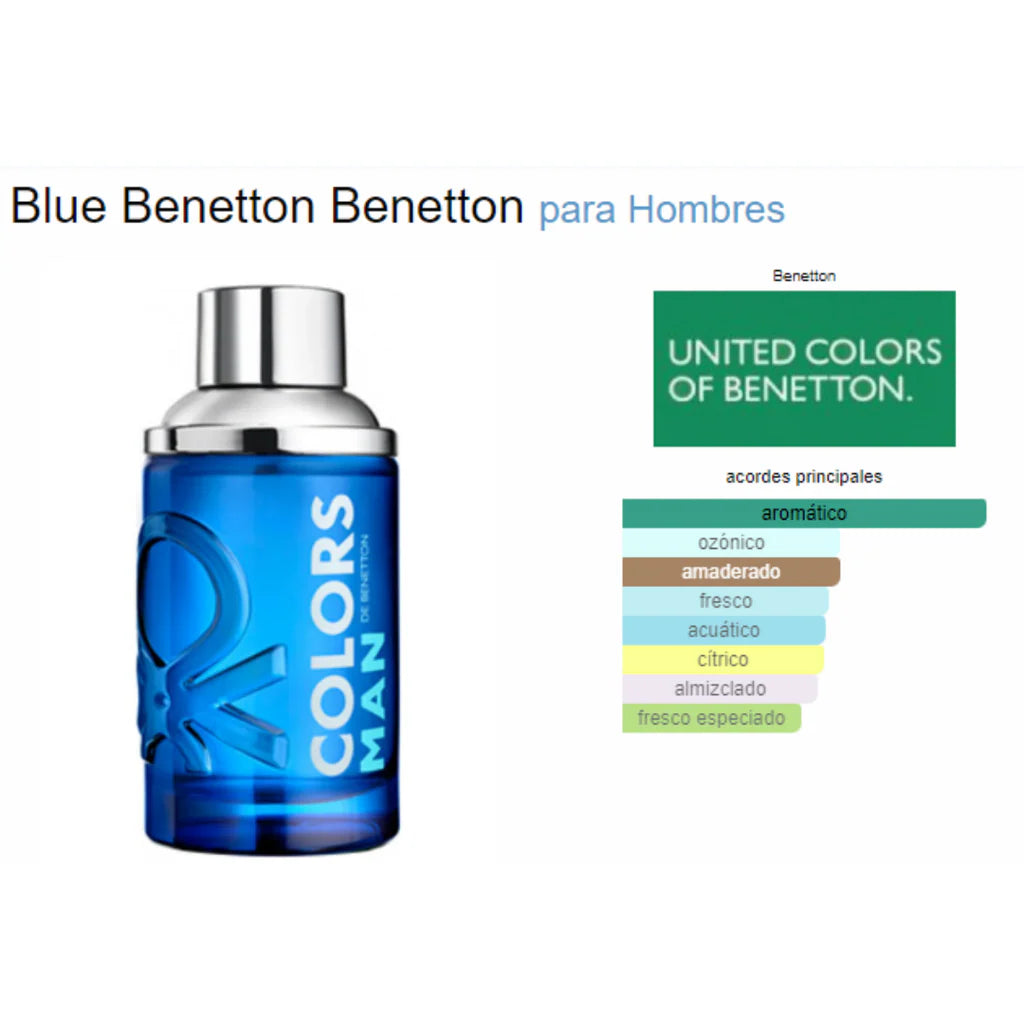kit Benetton Colors Man Blue de 2 peças Perfume 100ml Eau de Toilette + Body Spray 150ml