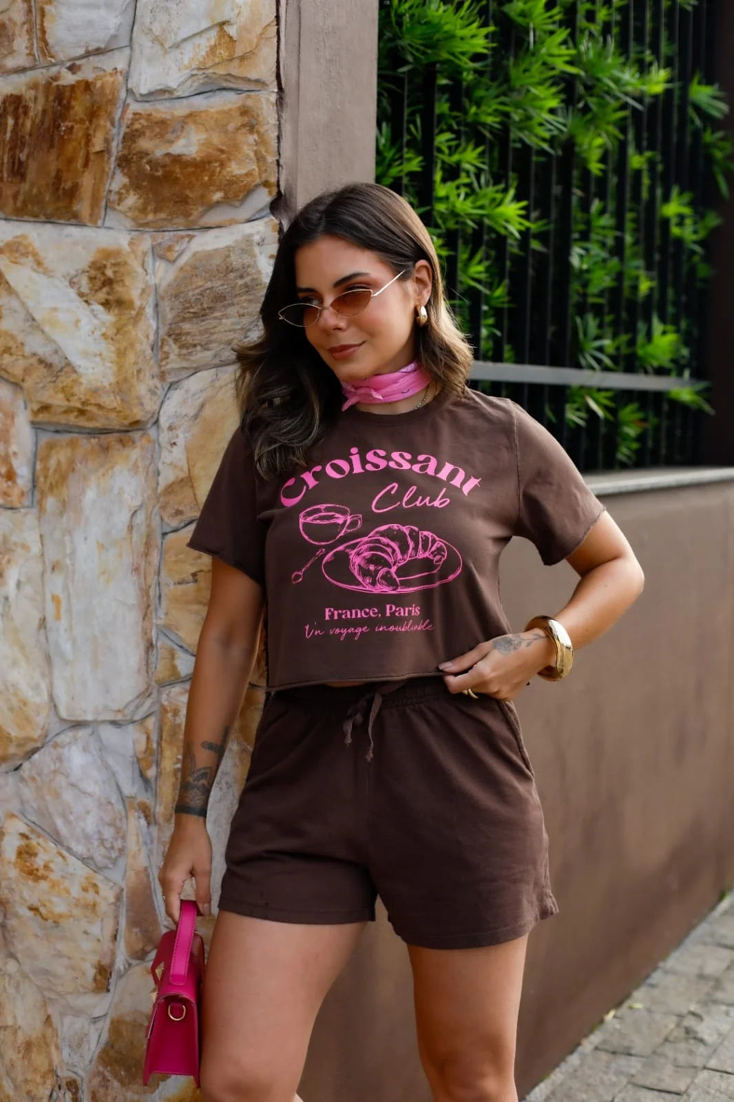 Cropped Estonado Marrom Café Croissant - 339