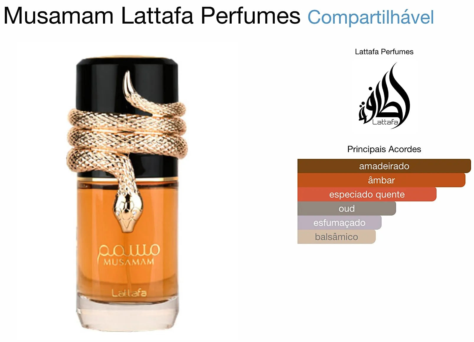 Perfume Unissex Árabe Musamam Lattafa Eau de Parfum 100ml