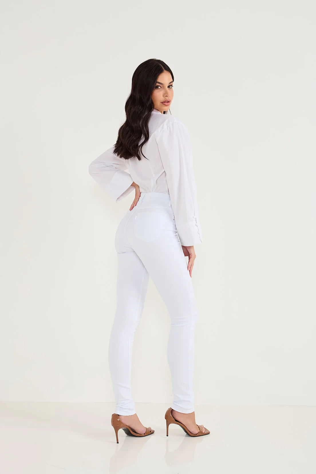 Calça Jeans Skinny Cintura Média Tradicional Branca - Denimzero- DZ3848