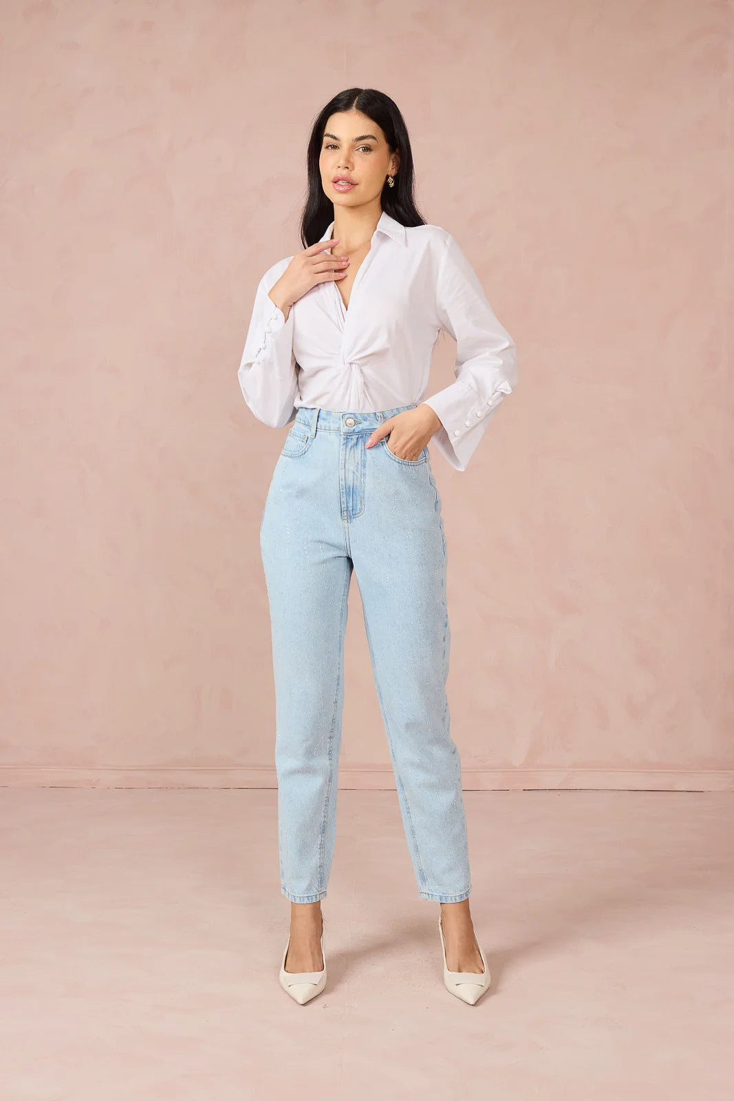 Calça Jeans Feminina Denin Zero Slouchy Cigarrete com Cintura Alta DZ21187