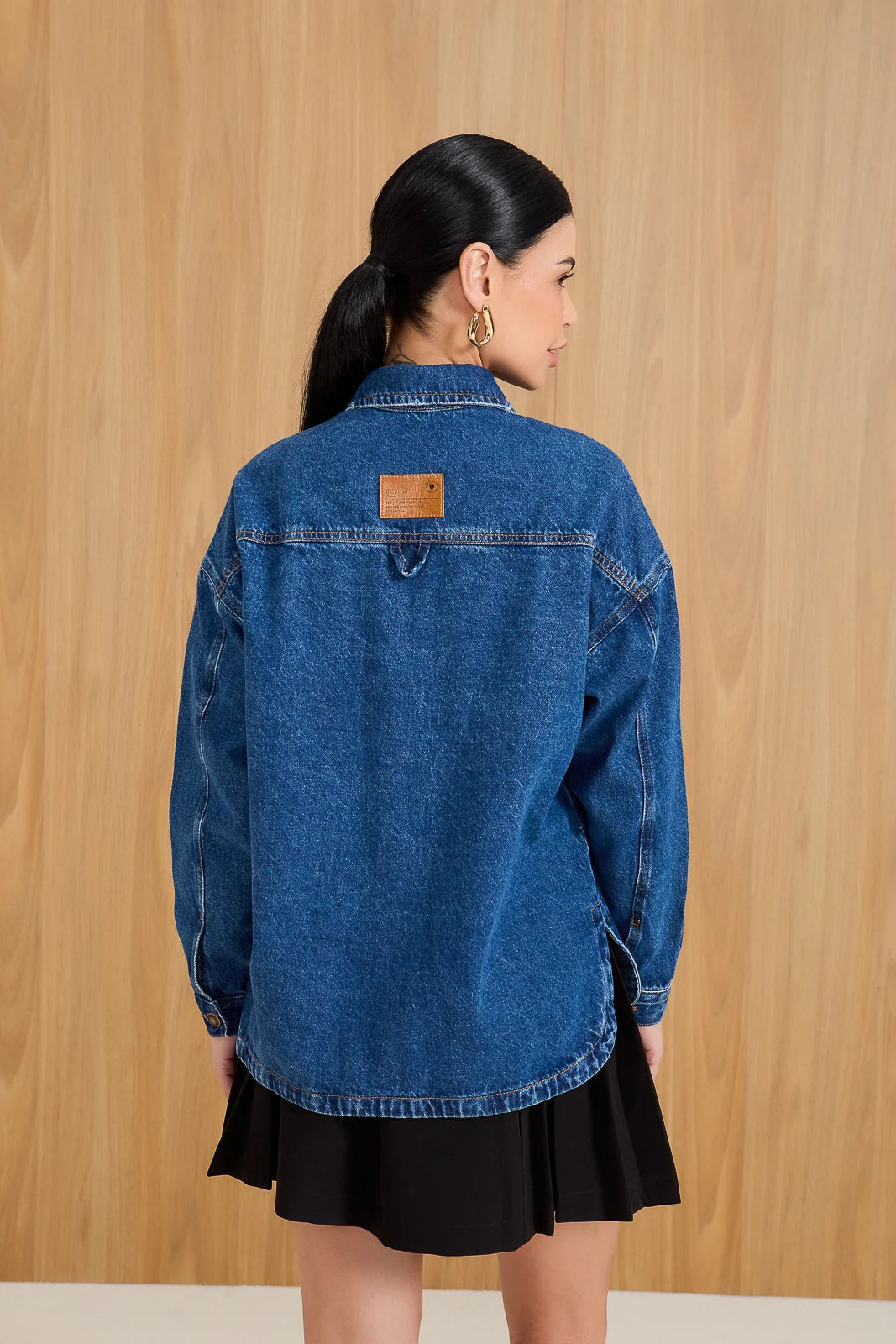 Jaqueta Jeans Feminina Shacket Alongada- DZ9234
