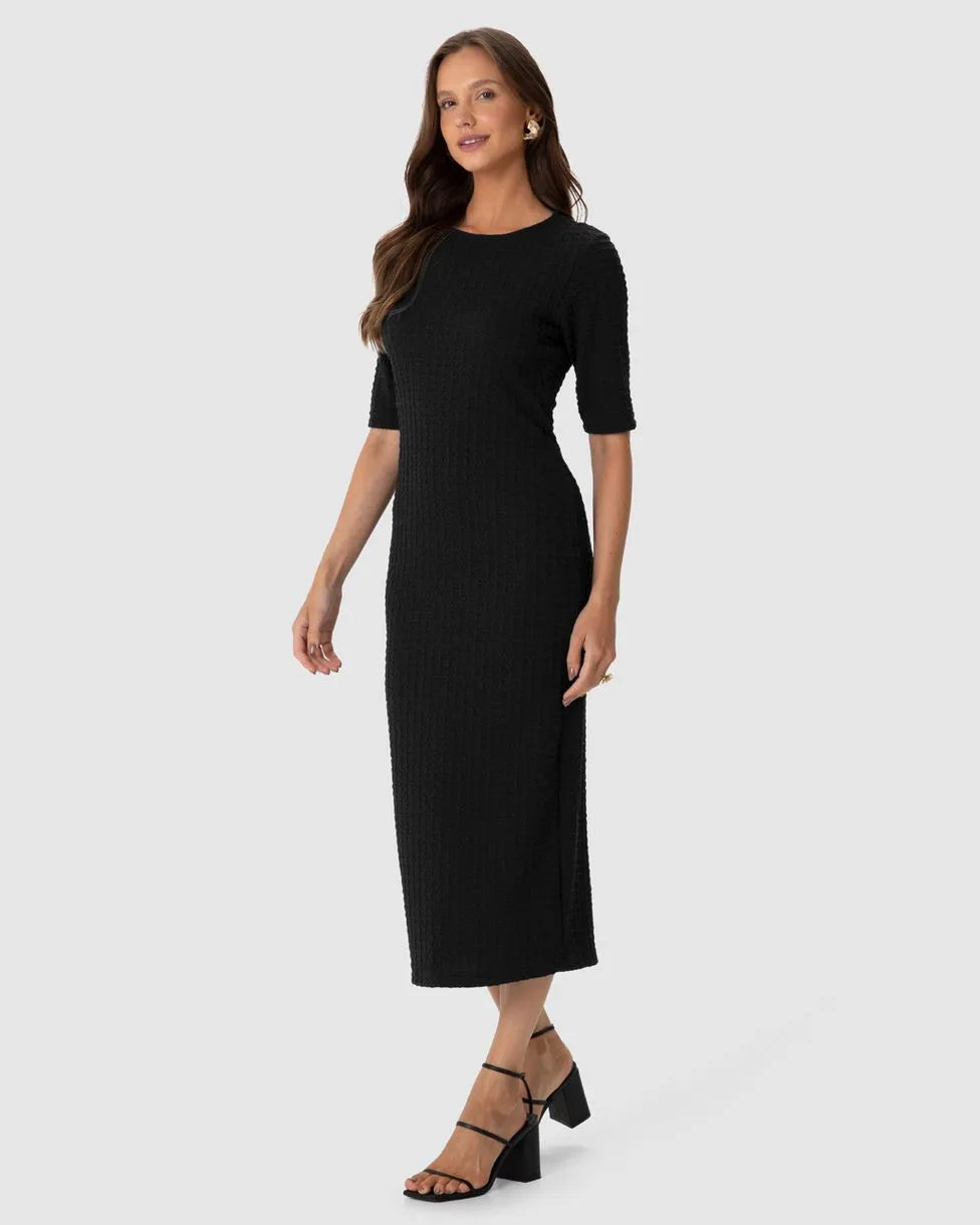 Vestido Midi Feminino Justo Decote Canoa Malwee - 127493
