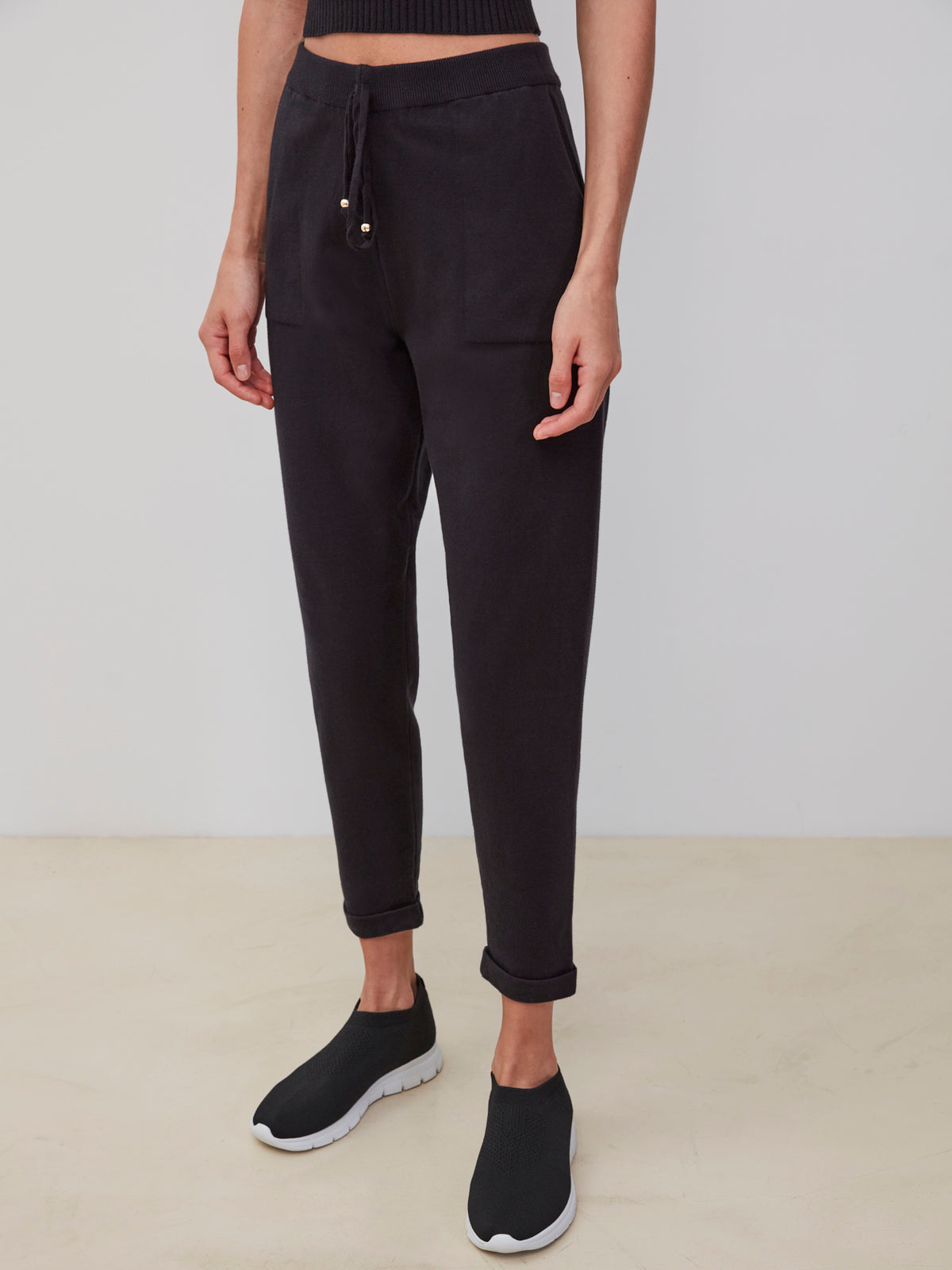 Calça de Tricô Barra Italiana Preta  - 28871