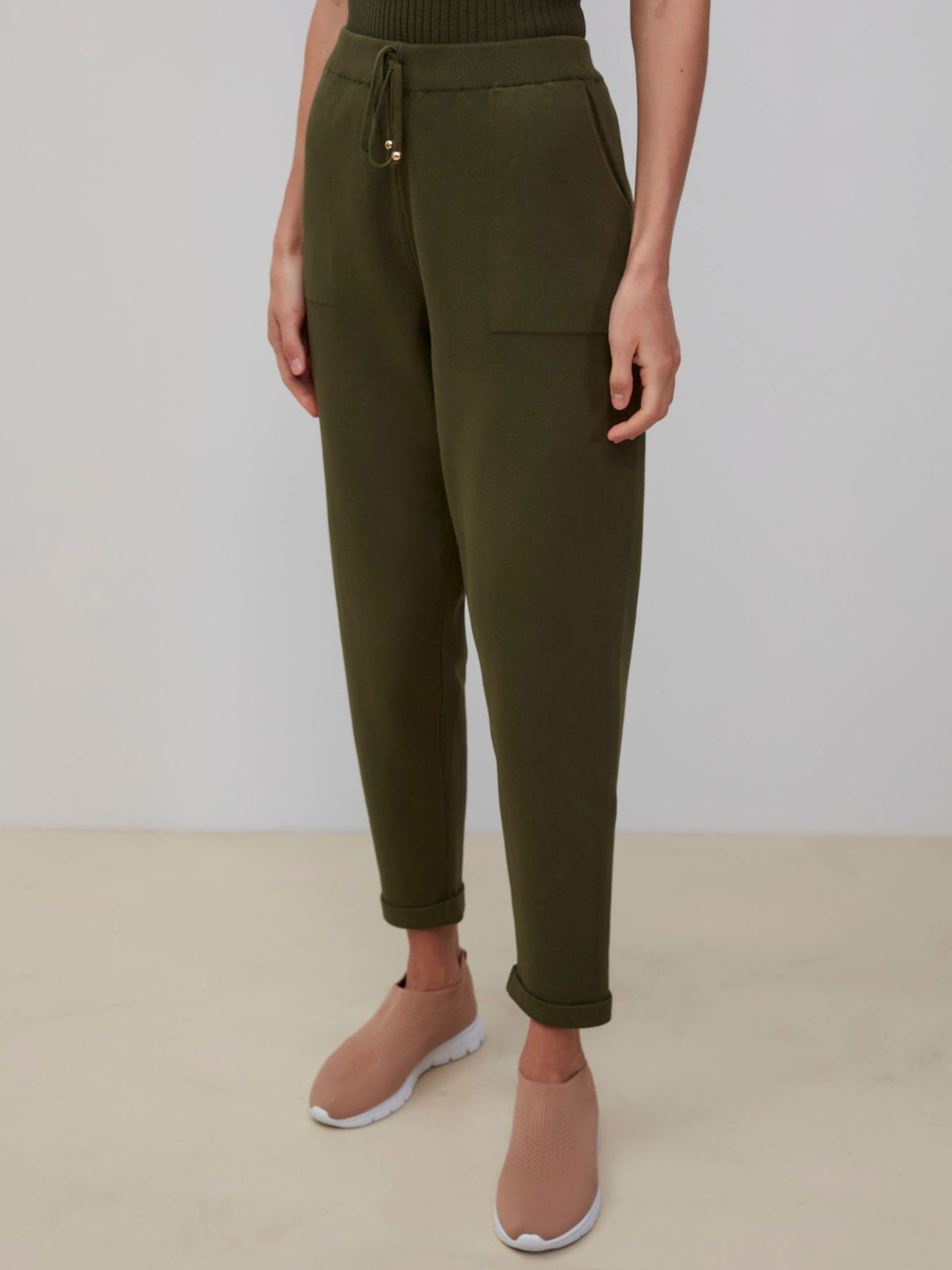 Calça em Trico Anselmi barra italiana cor matcha -28871 *B01