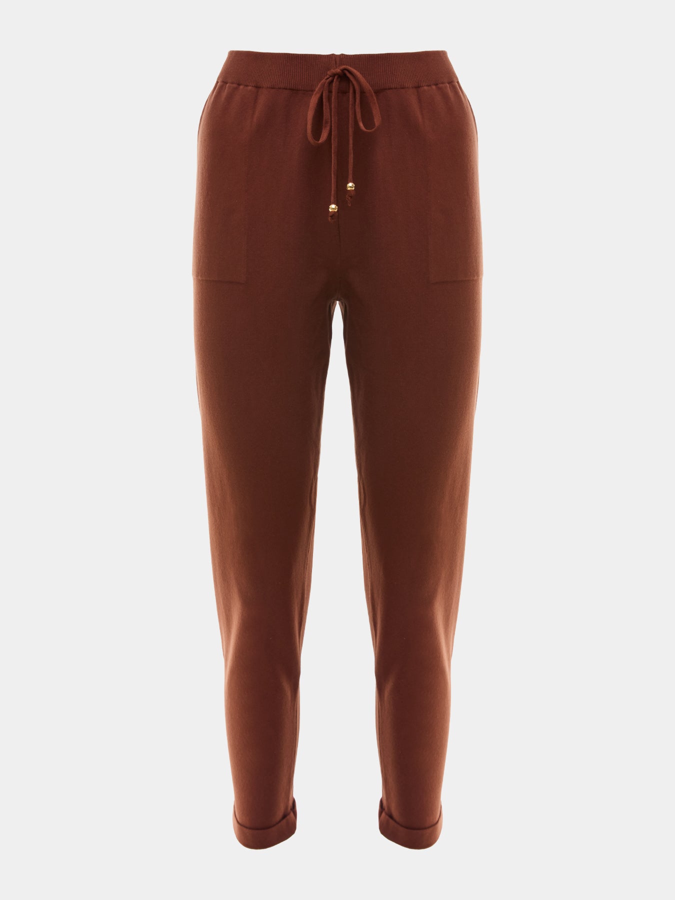 Calça em tricô Anselmi Barra Italiana cor Camurça - 28871 * E62