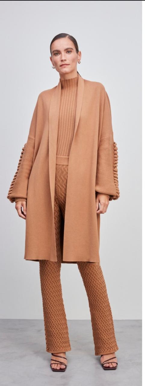 Casaco Cardigan Tricot Anselmi Trama Tranças Mangas 046475
