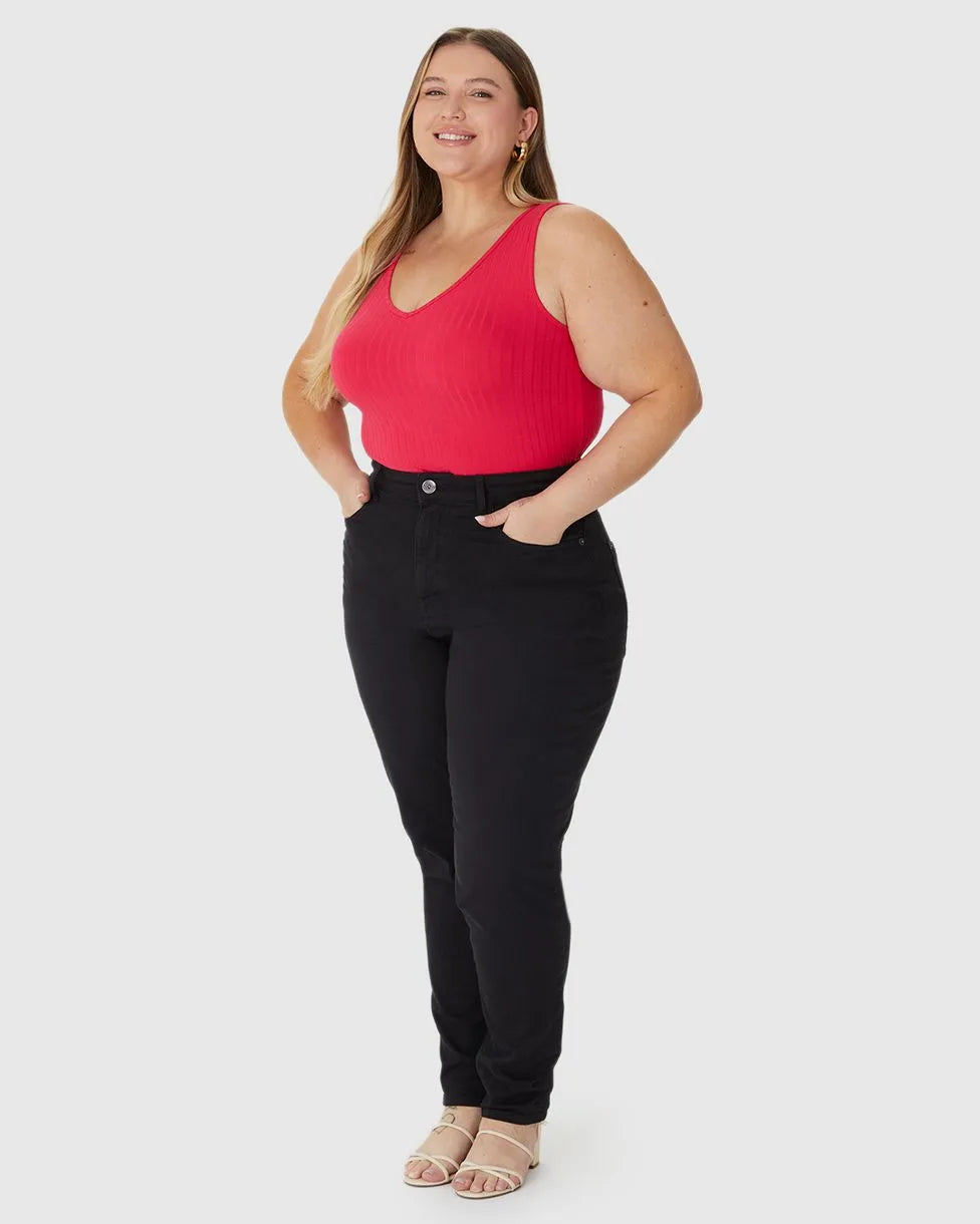 Calça Jeans Plus Size Mom Cintura Alta Em Sarja Stretch - 131597