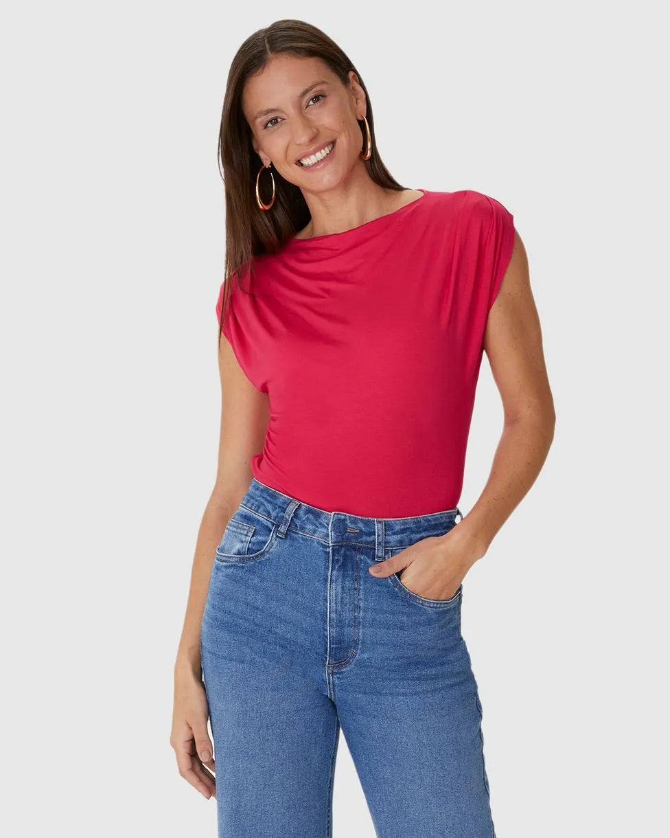 Blusa Justa Feminina Decote Redondo  Em Viscose  -  129563