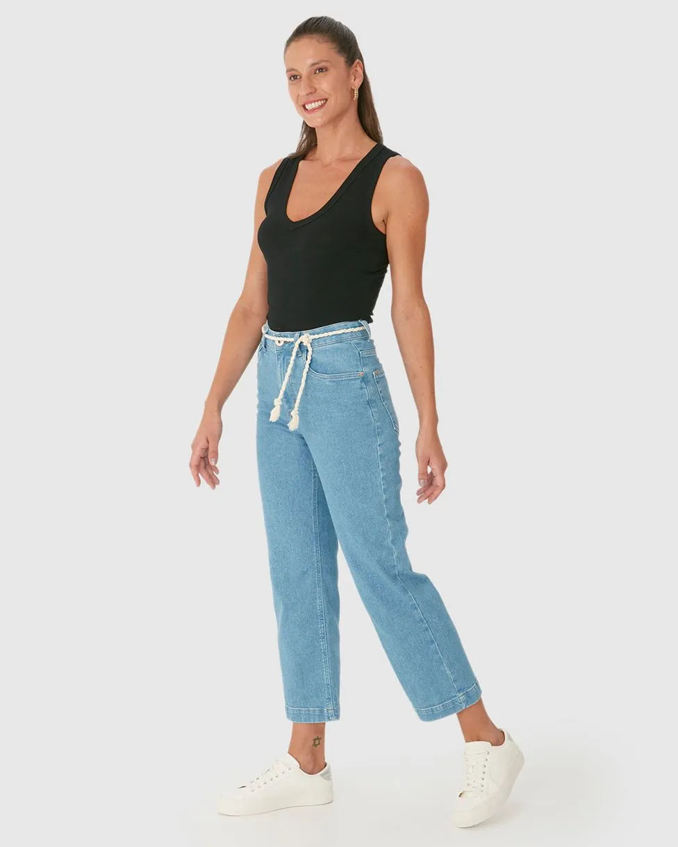 Calça Straight Cropped Com Cinto Corda Malwee - 129053