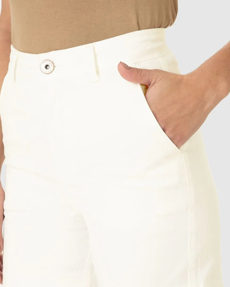 Shorts Sarja Cintura Alta Com Elastano Malwee- 126707