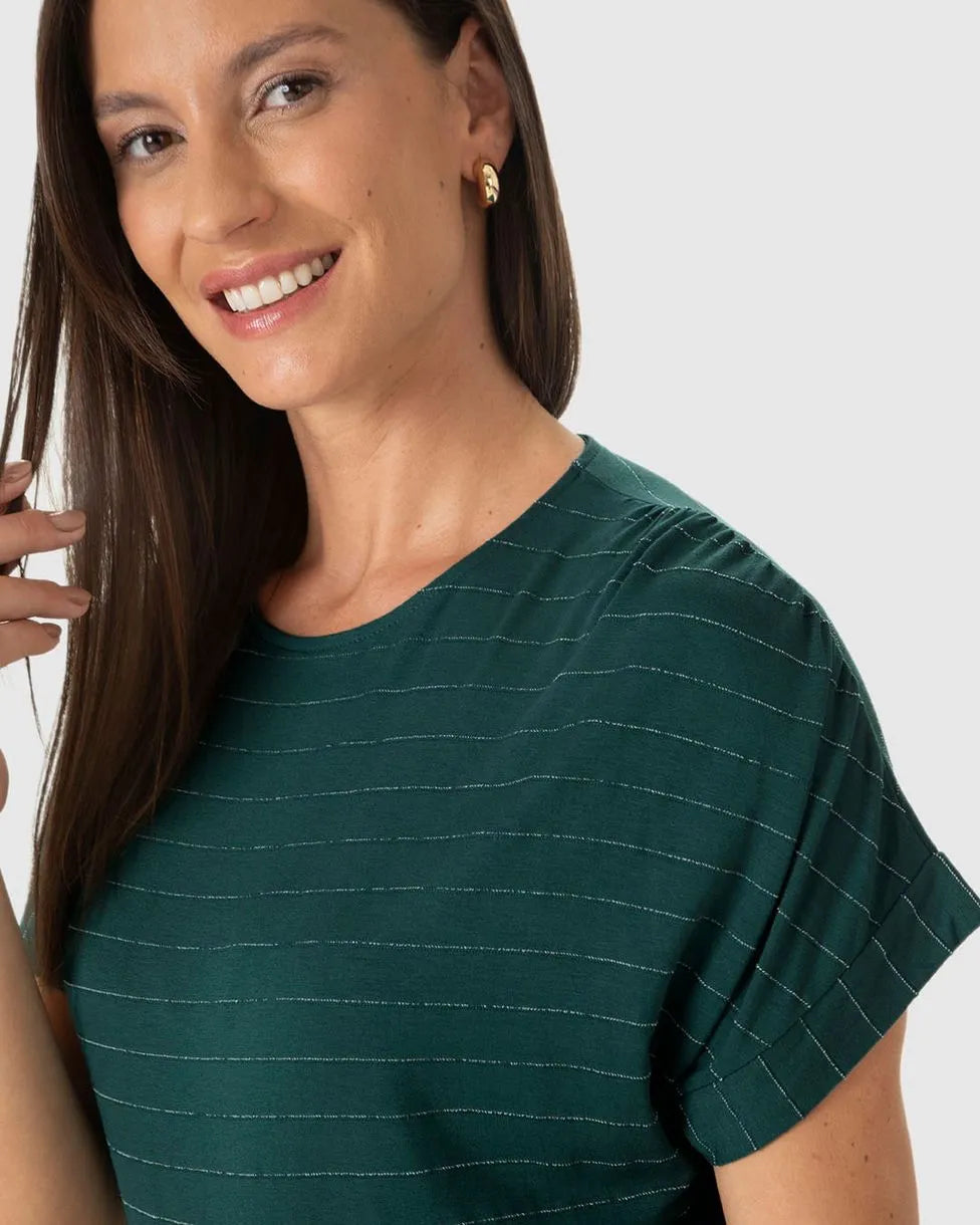 Blusa Ampla Listrada Em Malha Texturizada- 129556