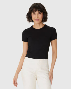 Blusa Long Cropped Feminina Manga Curta Em Algodão - 120768