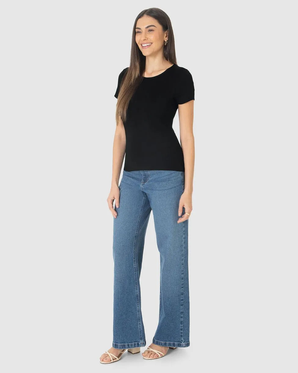 Blusa Básica Feminina Decote Redondo Em Viscose Stretch - 79410