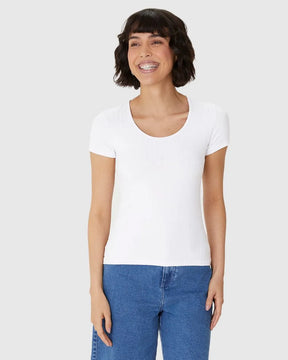 Blusa Básica Feminina Manga Curta Em Canelado - 50615