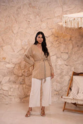 Kimono crochê tranças Bege Surf -16643.05
