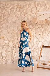 Vestido longo com estampa digital Surf 16761.18