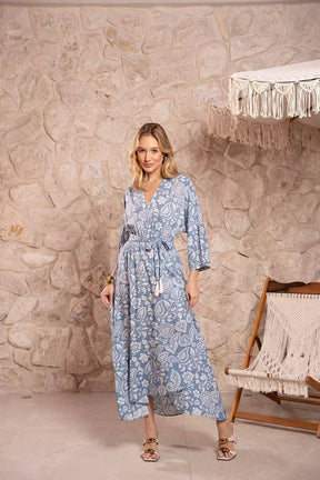 Vestido Surf estampada Boho em azul 16771.34