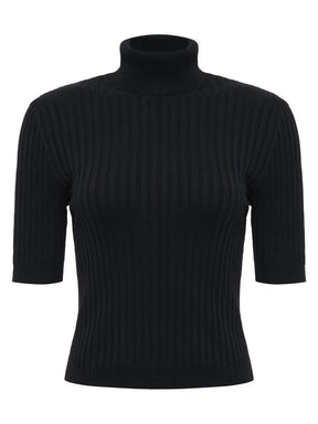 Blusa Básica Preta Canelada Manga ¾ Anselmi- REF: 46025