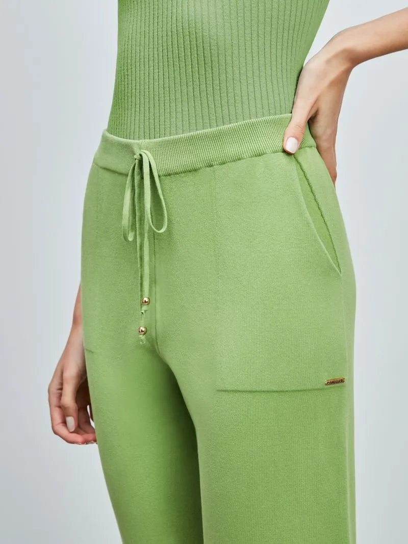 Calça trico Anselmi Barra italiana verde pistache - 28871 *D82