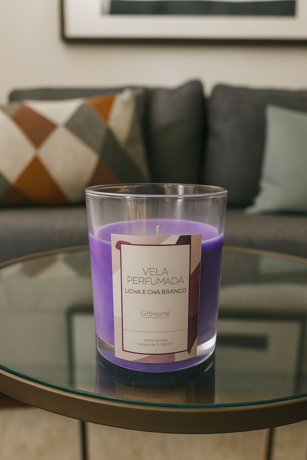 Vela Aromática Decorativa Fragrância Lichia E Chá Branco