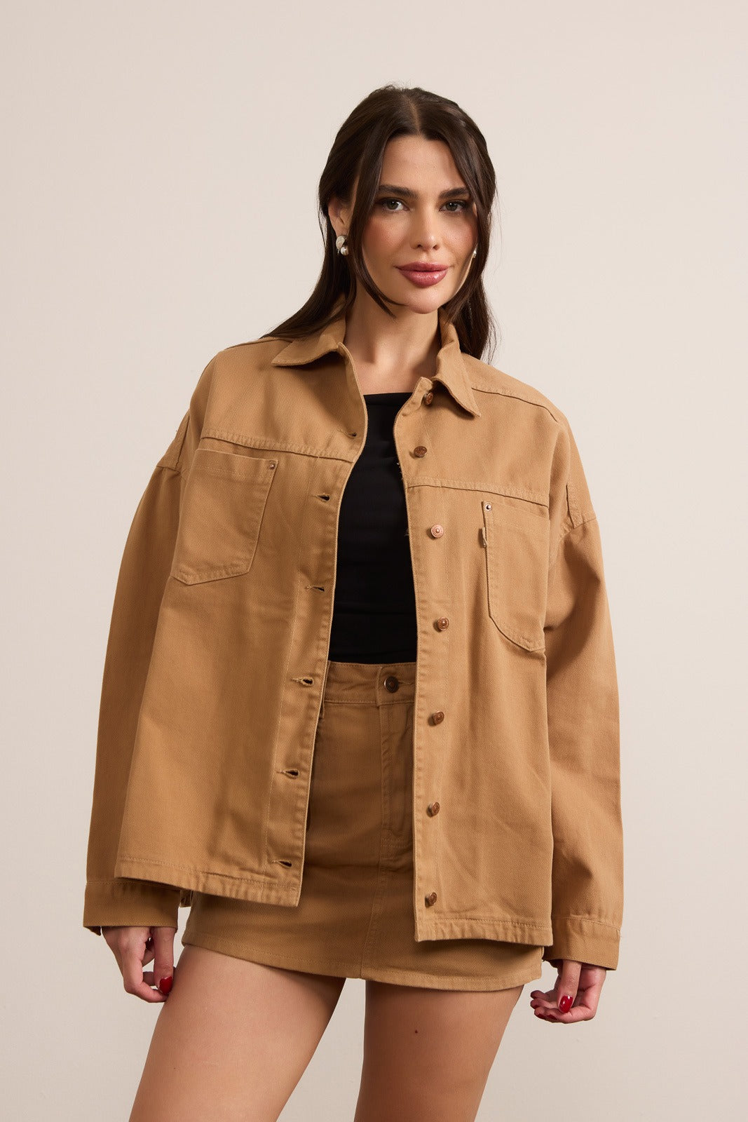 Jaqueta Jeans Feminina Shacket Terracota- DENIMZERO- Dz9226