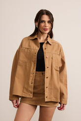 Jaqueta Jeans Feminina Shacket Terracota- DENIMZERO- Dz9226