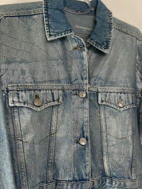 Jaqueta Jeans Feminina Retrô Cropped com brilhos -DENIMZERO- DZ9192