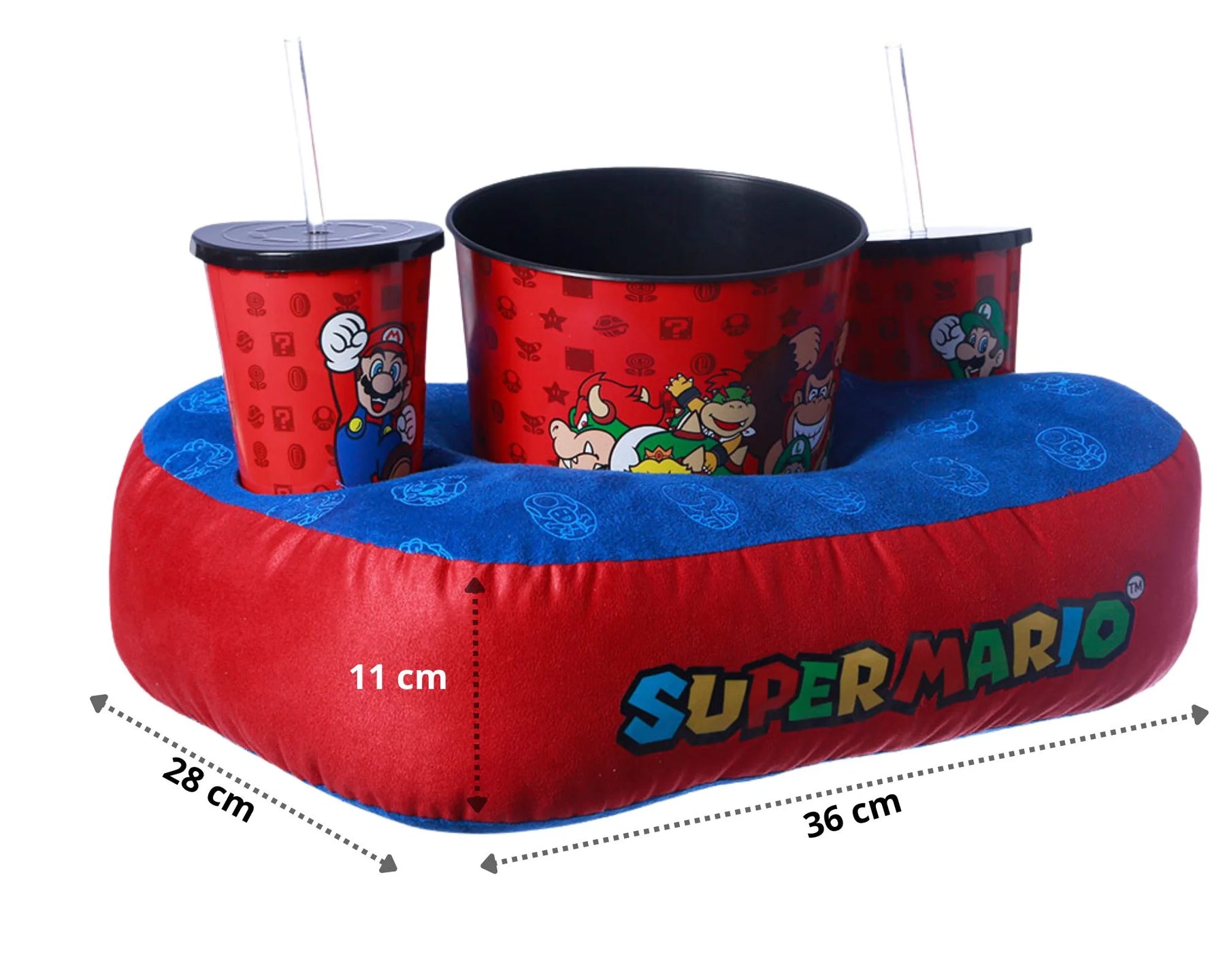 kit Almofada Balde Pipoca E Copos Super Mario Bros Zona Criativa