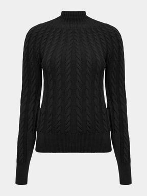 Blusa Tricô Amselmi com Gola Chaminé Preta - Ref: 10568